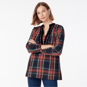 J Crew Velvet Trim Tunic In Stewart Tartan
